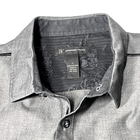 INC International Concepts Dark Grey Button Down Long Sleeve Men's Shirt Size L - Picture 8 of 16